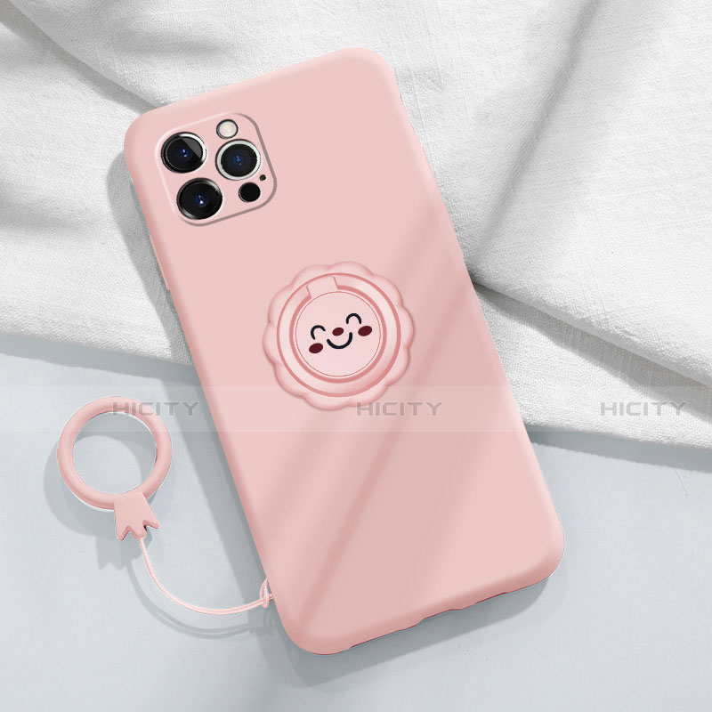 Funda Silicona Carcasa Ultrafina Goma con Magnetico Anillo de dedo Soporte A06 para Apple iPhone 13 Pro Max