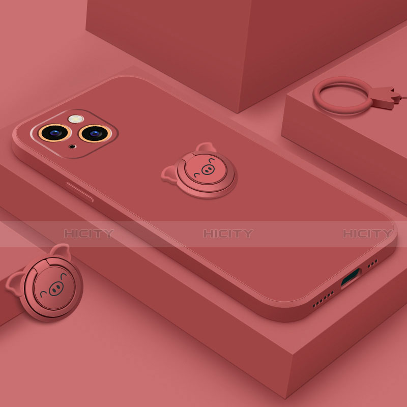 Funda Silicona Carcasa Ultrafina Goma con Magnetico Anillo de dedo Soporte A07 para Apple iPhone 14 Plus