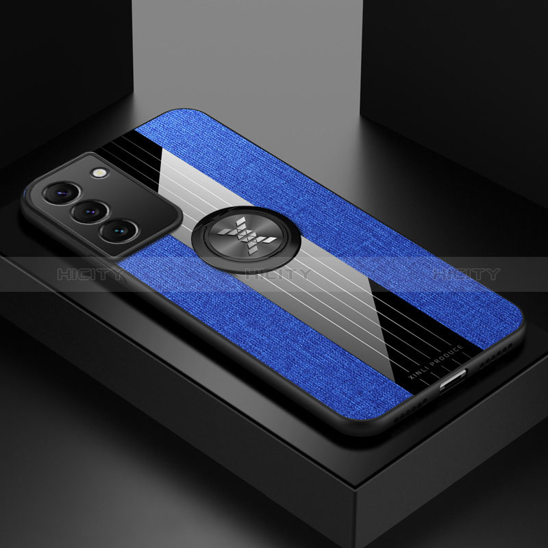 Funda Silicona Carcasa Ultrafina Goma con Magnetico Anillo de dedo Soporte A07 para Samsung Galaxy S24 5G Azul