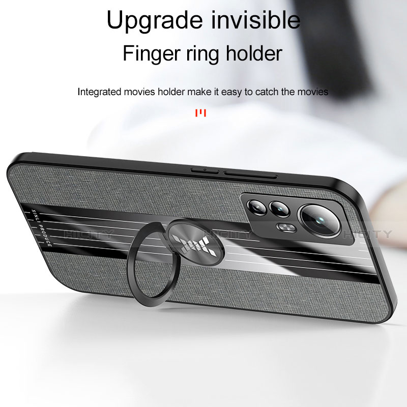 Funda Silicona Carcasa Ultrafina Goma con Magnetico Anillo de dedo Soporte A07 para Xiaomi Mi 12 5G
