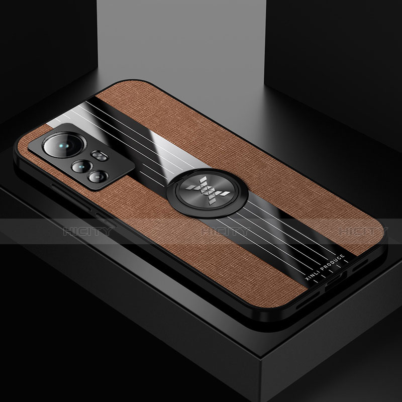 Funda Silicona Carcasa Ultrafina Goma con Magnetico Anillo de dedo Soporte A07 para Xiaomi Mi 12 5G Marron