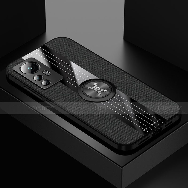 Funda Silicona Carcasa Ultrafina Goma con Magnetico Anillo de dedo Soporte A07 para Xiaomi Mi 12 5G Negro