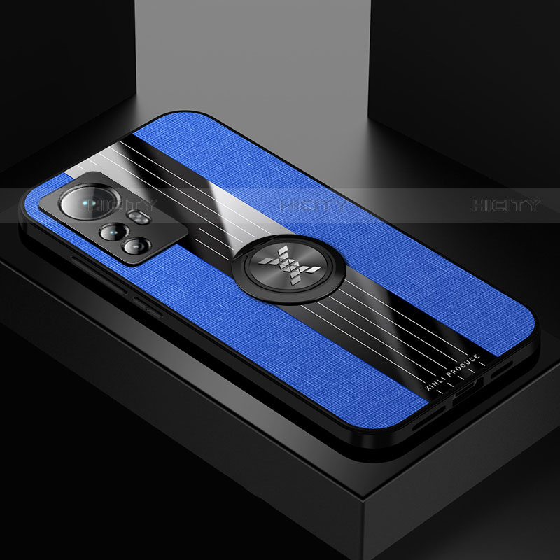 Funda Silicona Carcasa Ultrafina Goma con Magnetico Anillo de dedo Soporte A07 para Xiaomi Mi 12 Pro 5G Azul