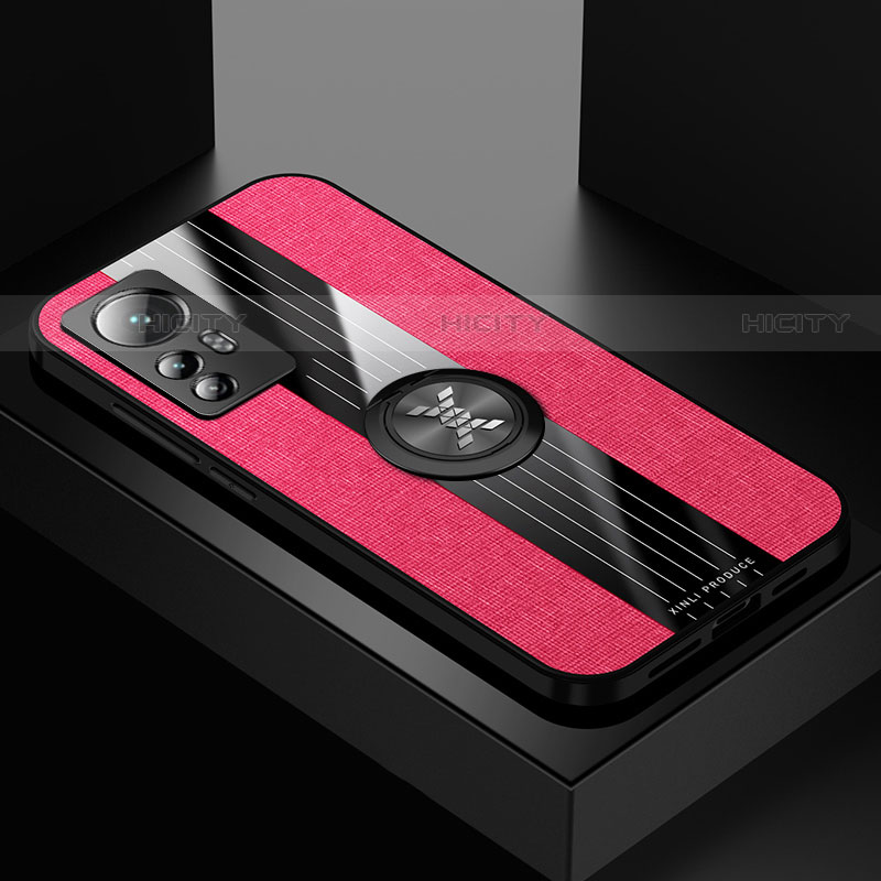 Funda Silicona Carcasa Ultrafina Goma con Magnetico Anillo de dedo Soporte A07 para Xiaomi Mi 12 Pro 5G Rojo