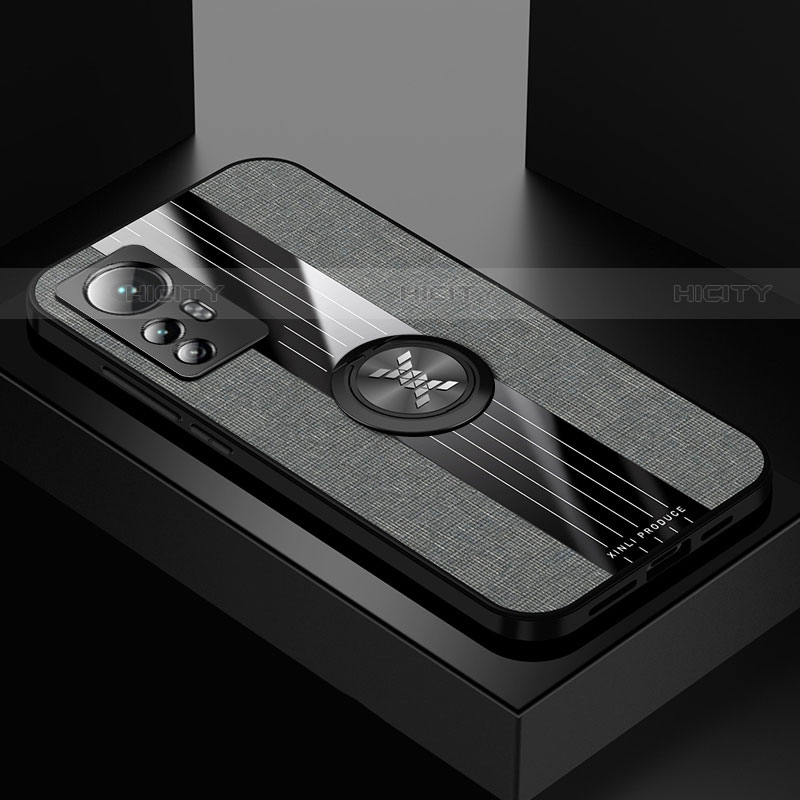 Funda Silicona Carcasa Ultrafina Goma con Magnetico Anillo de dedo Soporte A07 para Xiaomi Mi 12S Pro 5G Gris