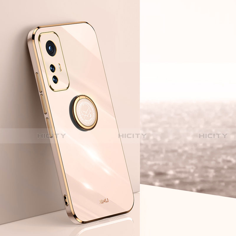 Funda Silicona Carcasa Ultrafina Goma con Magnetico Anillo de dedo Soporte A10 para Xiaomi Mi 12 5G Oro