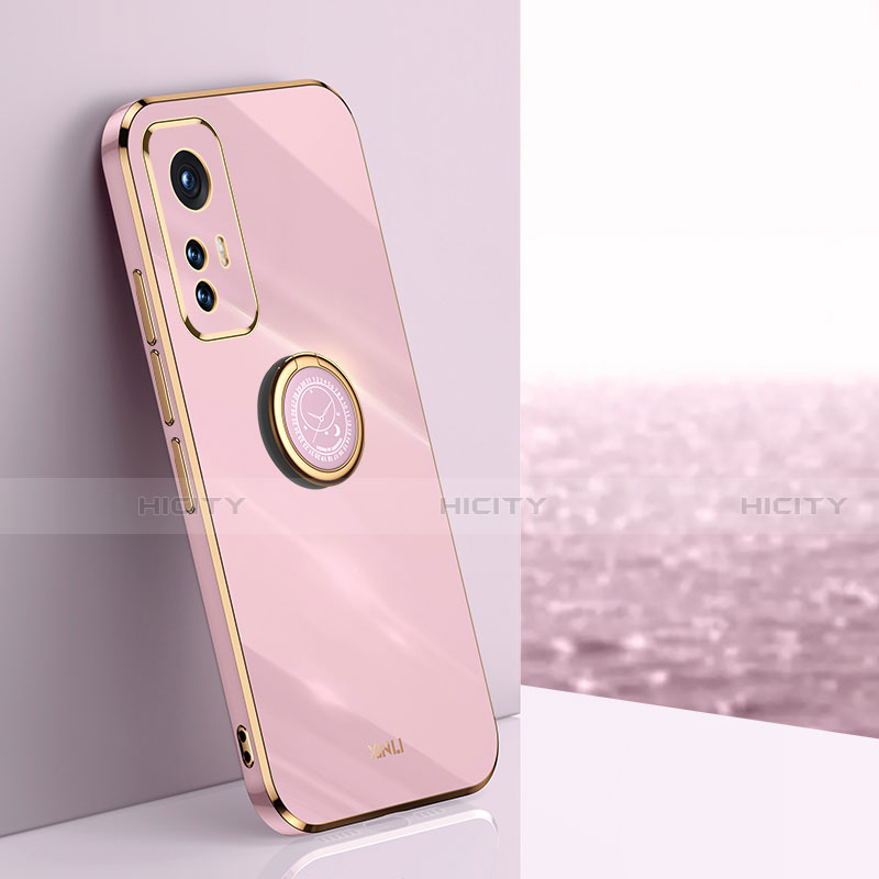 Funda Silicona Carcasa Ultrafina Goma con Magnetico Anillo de dedo Soporte A10 para Xiaomi Mi 12 5G Rosa