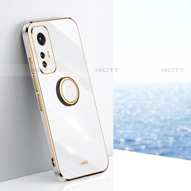 Funda Silicona Carcasa Ultrafina Goma con Magnetico Anillo de dedo Soporte A10 para Xiaomi Mi 12S 5G Blanco