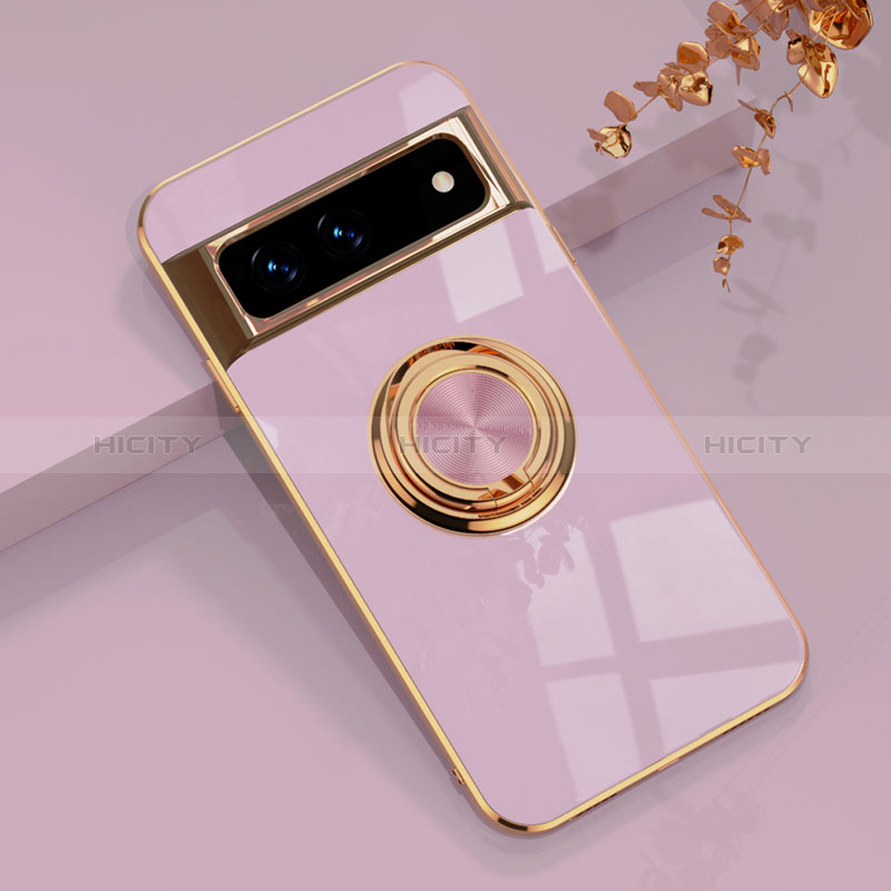 Funda Silicona Carcasa Ultrafina Goma con Magnetico Anillo de dedo Soporte AN1 para Google Pixel 7a 5G Purpura Claro