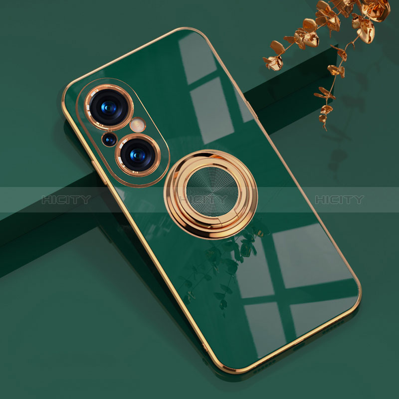 Funda Silicona Carcasa Ultrafina Goma con Magnetico Anillo de dedo Soporte AN1 para Huawei Honor 50 SE 5G Verde