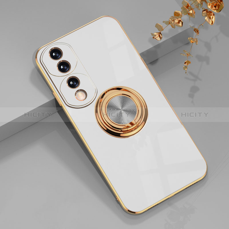 Funda Silicona Carcasa Ultrafina Goma con Magnetico Anillo de dedo Soporte AN1 para Huawei Honor 70 Pro+ Plus 5G Blanco