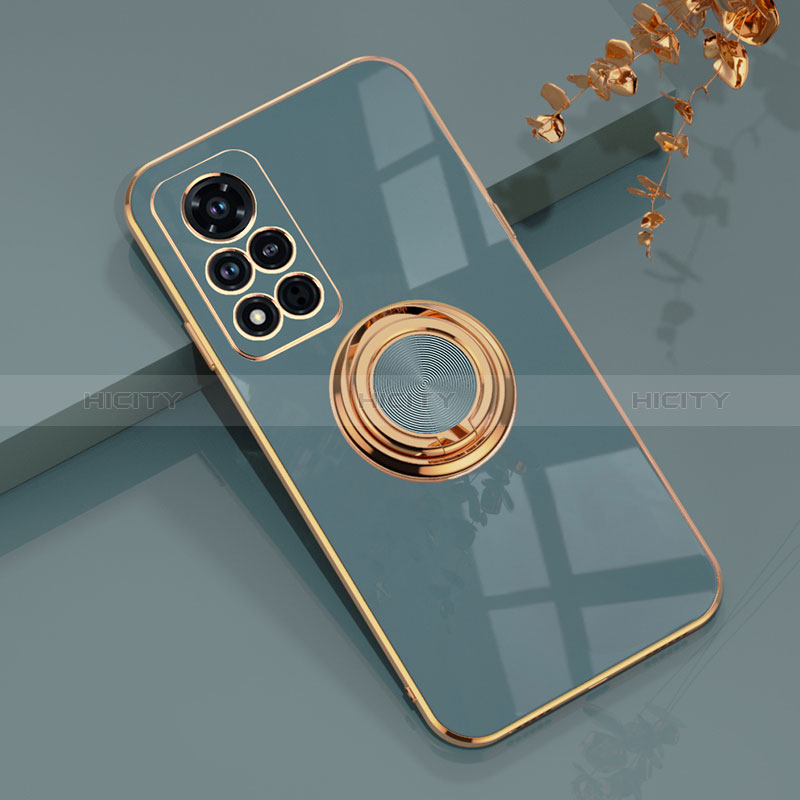 Funda Silicona Carcasa Ultrafina Goma con Magnetico Anillo de dedo Soporte AN1 para Huawei Honor V40 5G