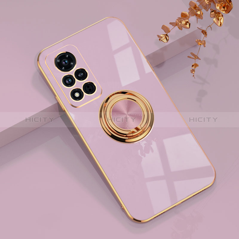 Funda Silicona Carcasa Ultrafina Goma con Magnetico Anillo de dedo Soporte AN1 para Huawei Honor V40 5G