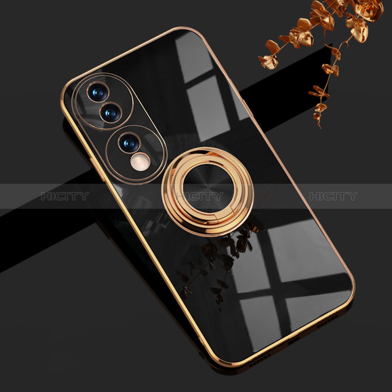 Funda Silicona Carcasa Ultrafina Goma con Magnetico Anillo de dedo Soporte AN1 para Huawei Honor X7b