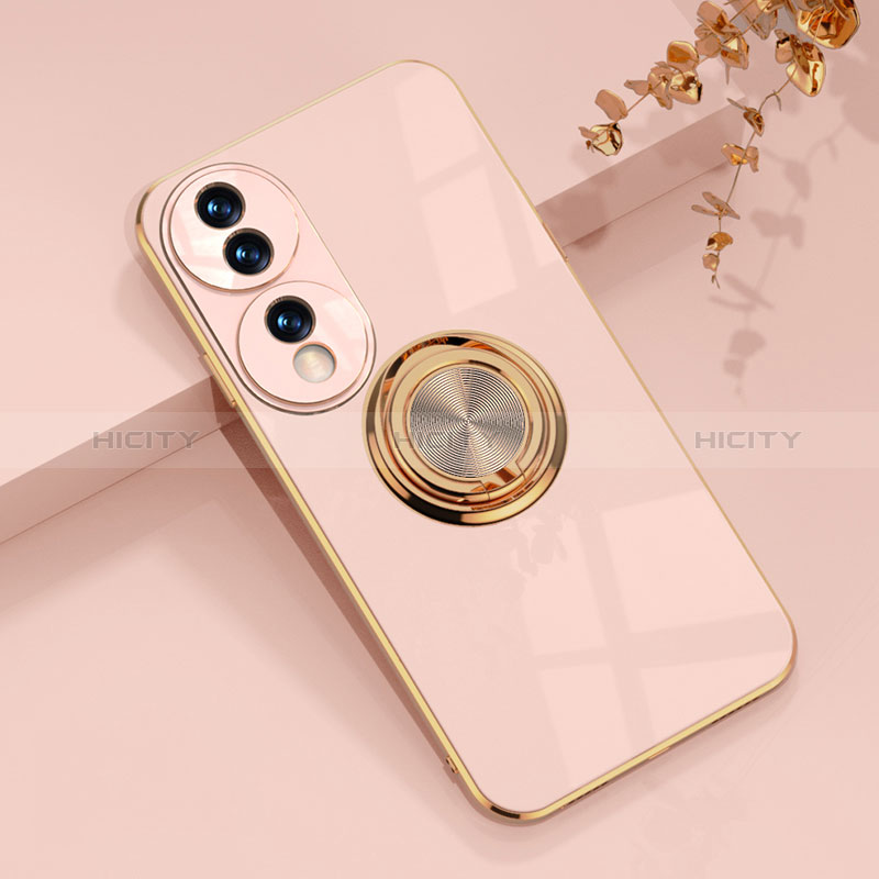 Funda Silicona Carcasa Ultrafina Goma con Magnetico Anillo de dedo Soporte AN1 para Huawei Honor X7b