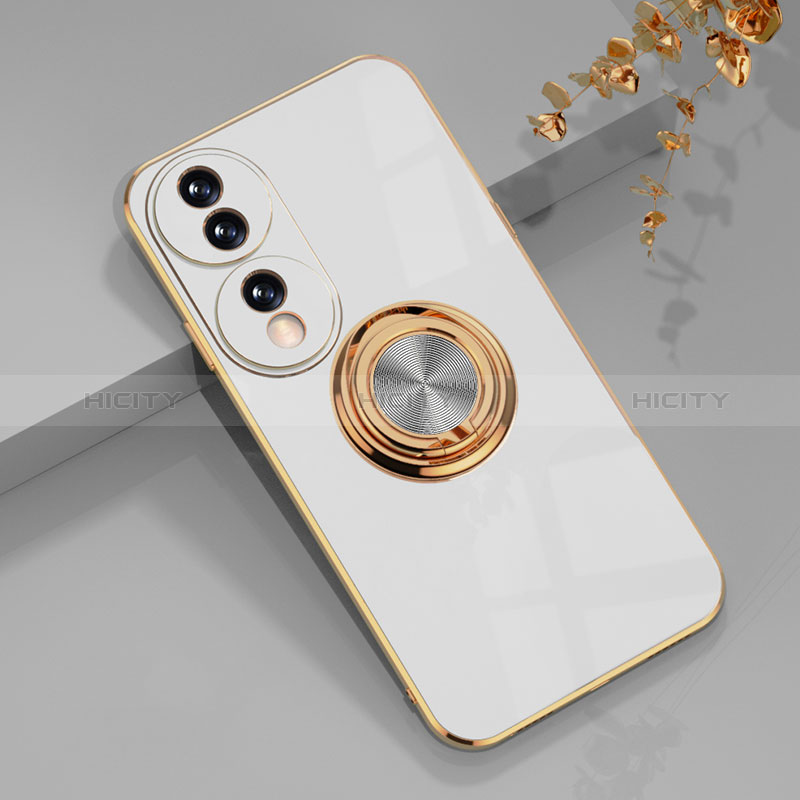 Funda Silicona Carcasa Ultrafina Goma con Magnetico Anillo de dedo Soporte AN1 para Huawei Honor X7b