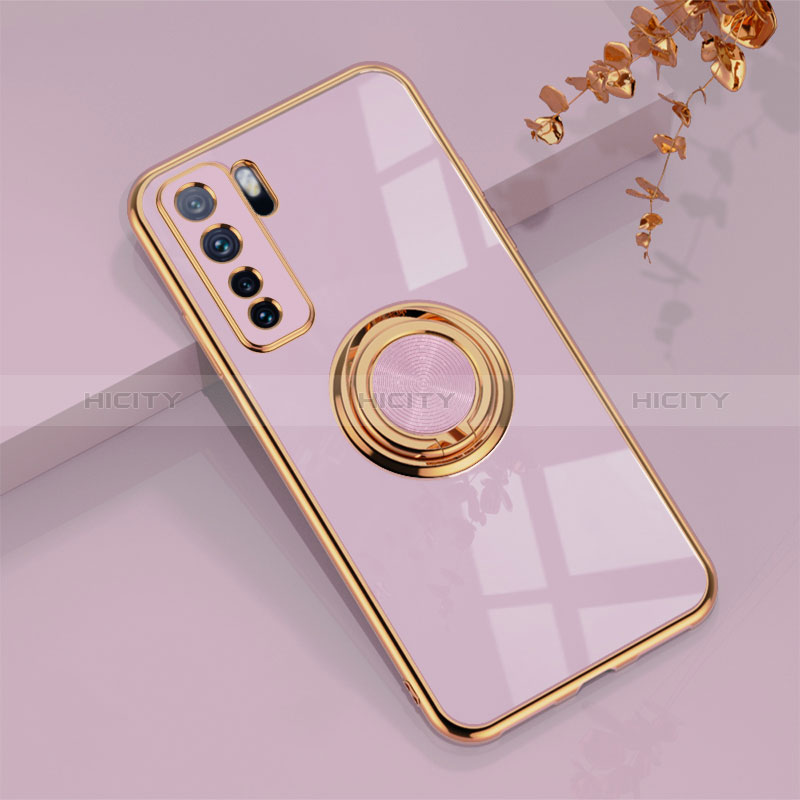 Funda Silicona Carcasa Ultrafina Goma con Magnetico Anillo de dedo Soporte AN1 para Huawei Nova 7 SE 5G