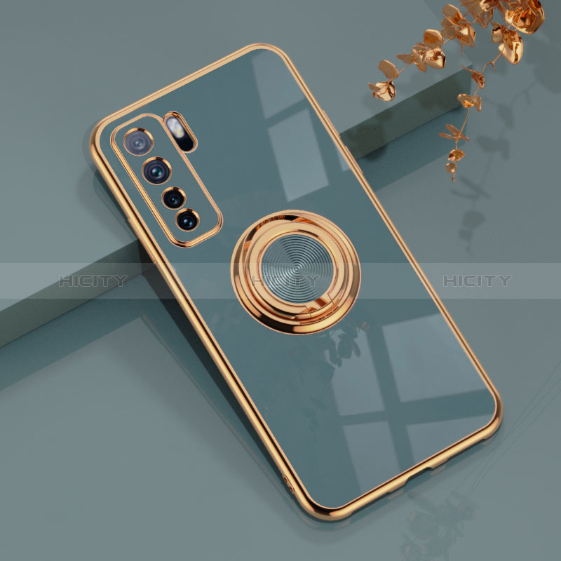 Funda Silicona Carcasa Ultrafina Goma con Magnetico Anillo de dedo Soporte AN1 para Huawei Nova 7 SE 5G