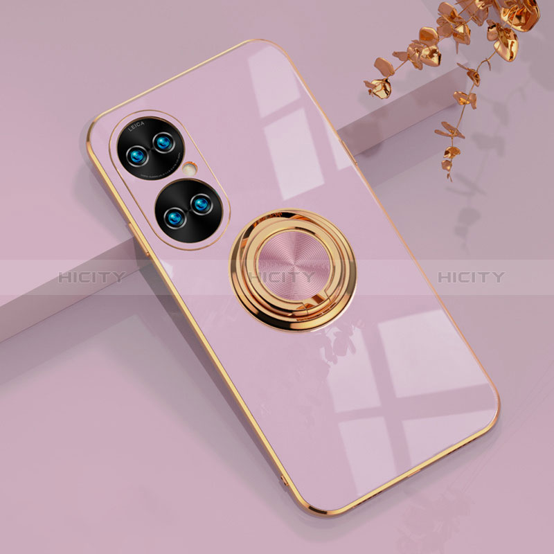 Funda Silicona Carcasa Ultrafina Goma con Magnetico Anillo de dedo Soporte AN1 para Huawei P50