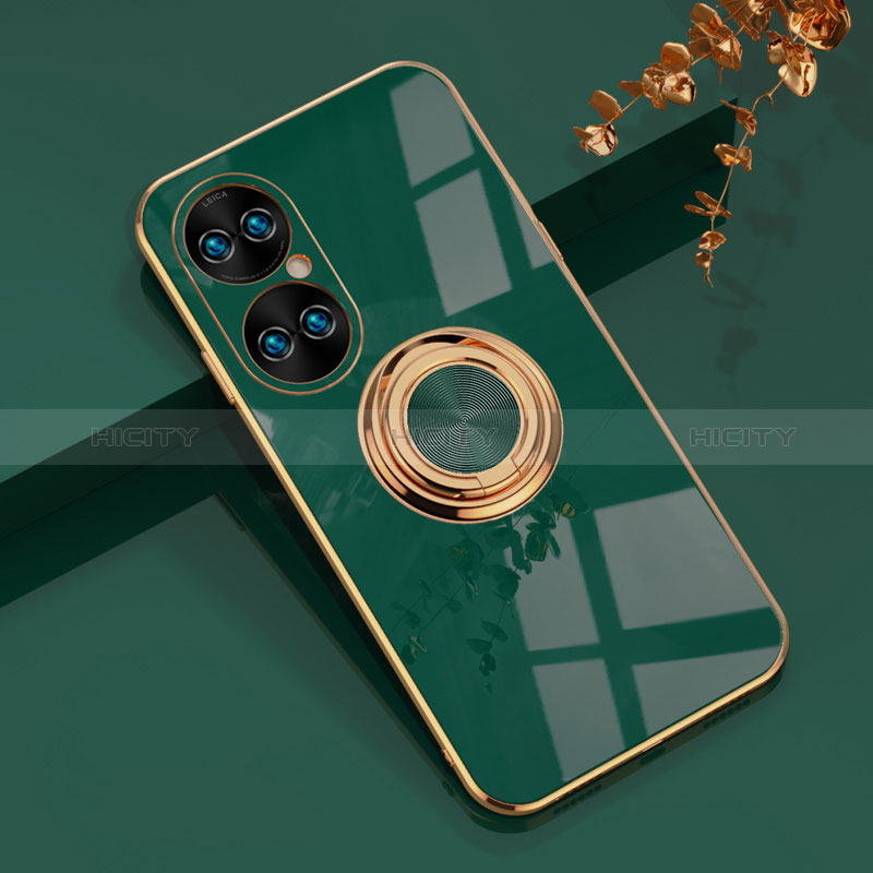 Funda Silicona Carcasa Ultrafina Goma con Magnetico Anillo de dedo Soporte AN1 para Huawei P50