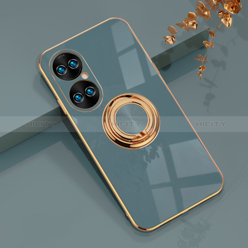 Funda Silicona Carcasa Ultrafina Goma con Magnetico Anillo de dedo Soporte AN1 para Huawei P50