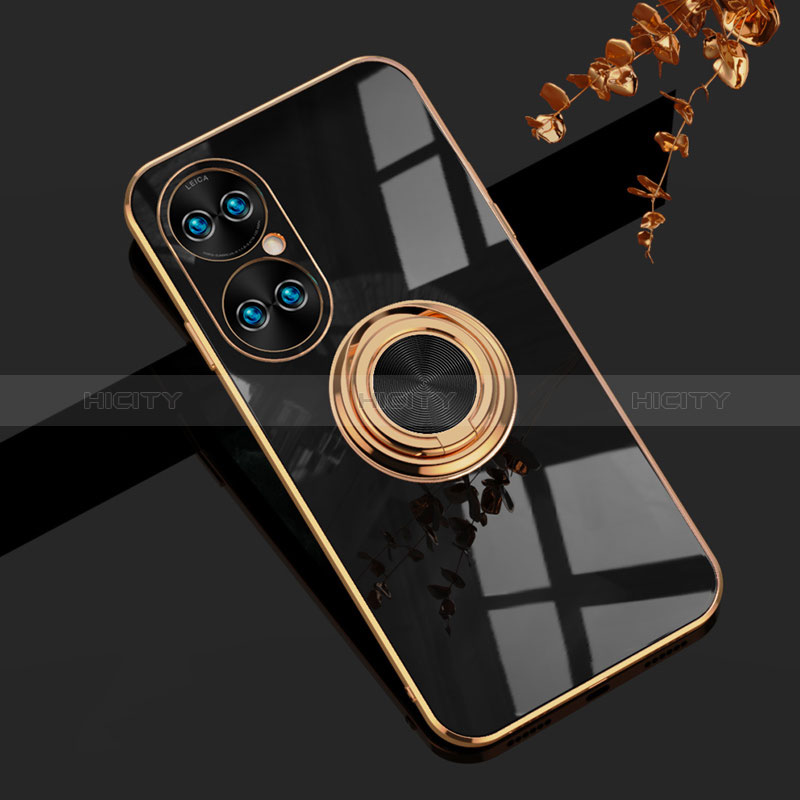 Funda Silicona Carcasa Ultrafina Goma con Magnetico Anillo de dedo Soporte AN1 para Huawei P50