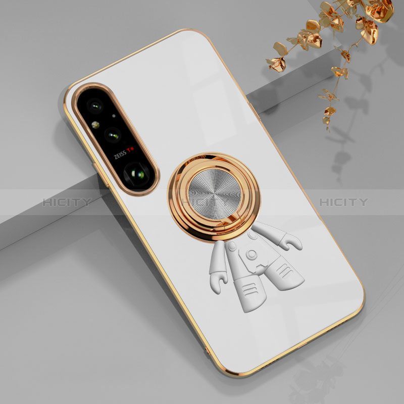 Funda Silicona Carcasa Ultrafina Goma con Magnetico Anillo de dedo Soporte AN1 para Sony Xperia 1 V