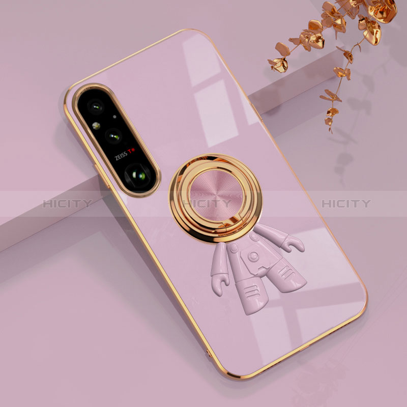 Funda Silicona Carcasa Ultrafina Goma con Magnetico Anillo de dedo Soporte AN1 para Sony Xperia 1 V