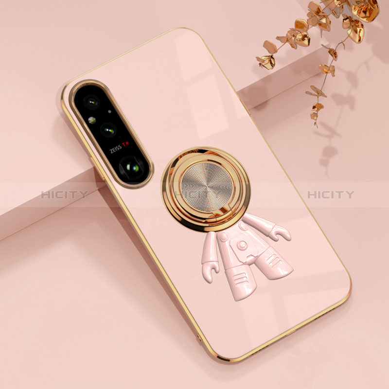 Funda Silicona Carcasa Ultrafina Goma con Magnetico Anillo de dedo Soporte AN1 para Sony Xperia 1 V