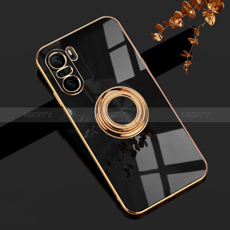 Funda Silicona Carcasa Ultrafina Goma con Magnetico Anillo de dedo Soporte AN1 para Xiaomi Mi 11X 5G Negro