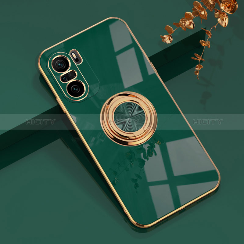 Funda Silicona Carcasa Ultrafina Goma con Magnetico Anillo de dedo Soporte AN1 para Xiaomi Mi 11X 5G Verde