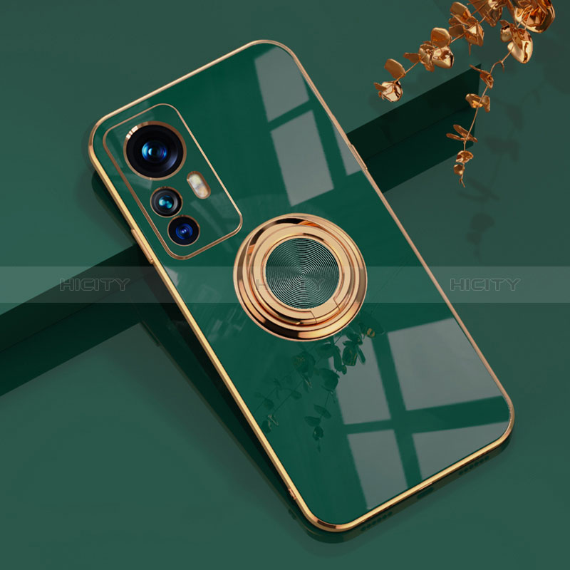 Funda Silicona Carcasa Ultrafina Goma con Magnetico Anillo de dedo Soporte AN1 para Xiaomi Mi 12T Pro 5G Verde