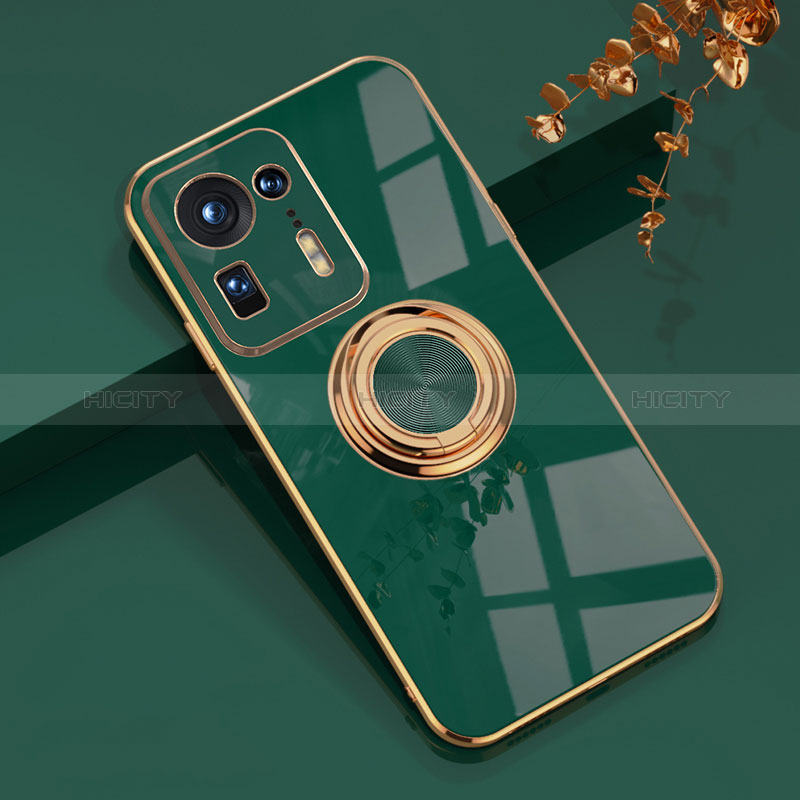 Funda Silicona Carcasa Ultrafina Goma con Magnetico Anillo de dedo Soporte AN1 para Xiaomi Mi Mix 4 5G Verde