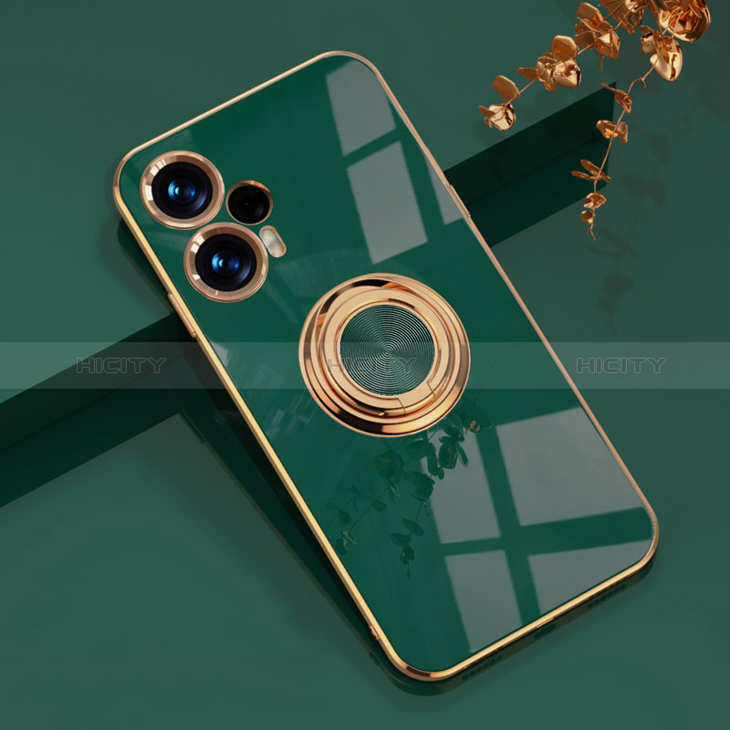 Funda Silicona Carcasa Ultrafina Goma con Magnetico Anillo de dedo Soporte AN1 para Xiaomi Poco F5 5G Verde