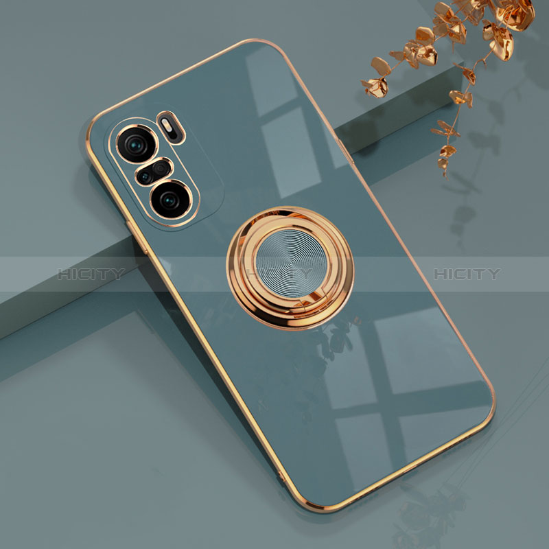 Funda Silicona Carcasa Ultrafina Goma con Magnetico Anillo de dedo Soporte AN1 para Xiaomi Redmi K40 Pro 5G