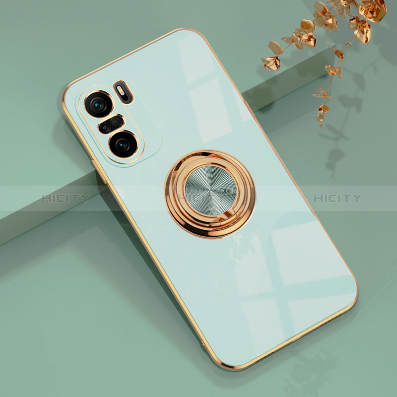 Funda Silicona Carcasa Ultrafina Goma con Magnetico Anillo de dedo Soporte AN1 para Xiaomi Redmi K40 Pro 5G