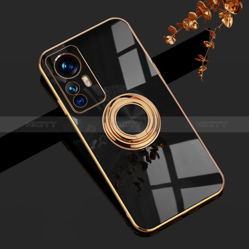 Funda Silicona Carcasa Ultrafina Goma con Magnetico Anillo de dedo Soporte AN1 para Xiaomi Redmi K50 Ultra 5G Negro