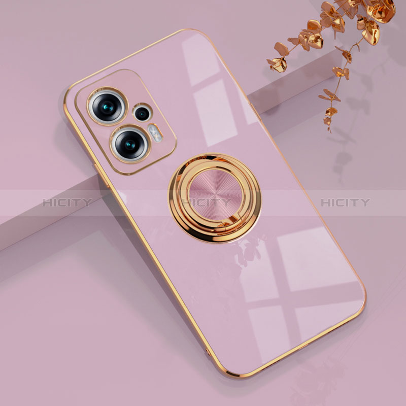 Funda Silicona Carcasa Ultrafina Goma con Magnetico Anillo de dedo Soporte AN1 para Xiaomi Redmi K50i 5G Purpura Claro