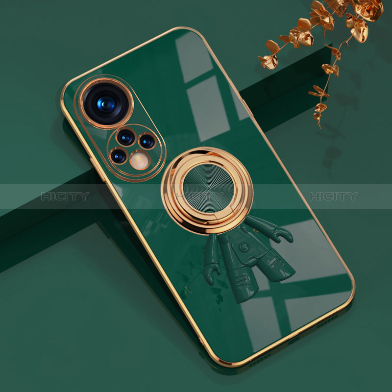 Funda Silicona Carcasa Ultrafina Goma con Magnetico Anillo de dedo Soporte AN2 para Huawei Honor 50 5G Verde