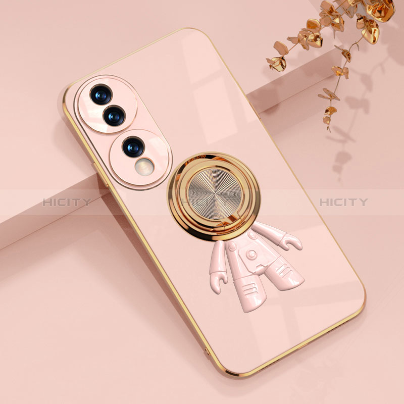 Funda Silicona Carcasa Ultrafina Goma con Magnetico Anillo de dedo Soporte AN2 para Huawei Honor 70 5G Blanco