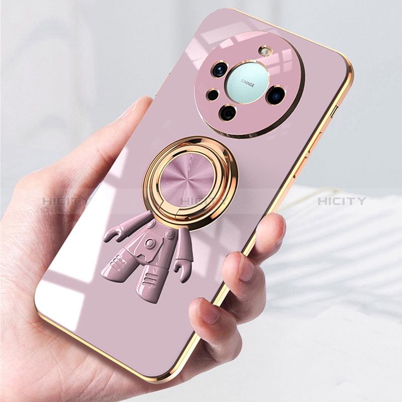 Funda Silicona Carcasa Ultrafina Goma con Magnetico Anillo de dedo Soporte AN2 para Huawei Mate 60 Pro