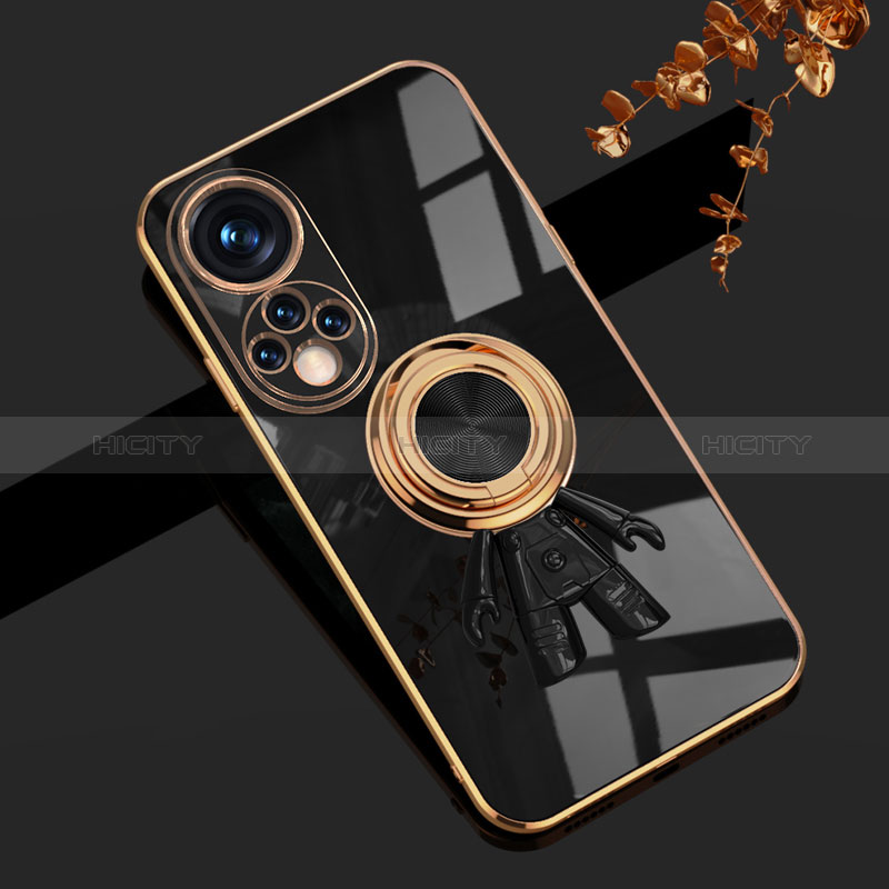 Funda Silicona Carcasa Ultrafina Goma con Magnetico Anillo de dedo Soporte AN2 para Huawei Nova 9 Negro