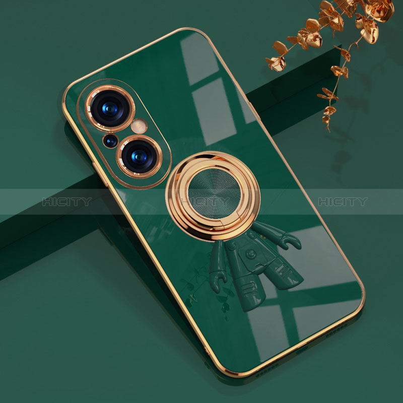 Funda Silicona Carcasa Ultrafina Goma con Magnetico Anillo de dedo Soporte AN2 para Huawei Nova 9 SE Verde