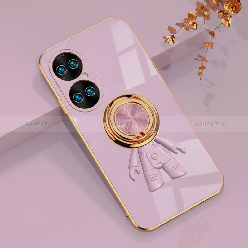 Funda Silicona Carcasa Ultrafina Goma con Magnetico Anillo de dedo Soporte AN2 para Huawei P50