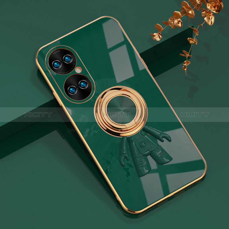 Funda Silicona Carcasa Ultrafina Goma con Magnetico Anillo de dedo Soporte AN2 para Huawei P50