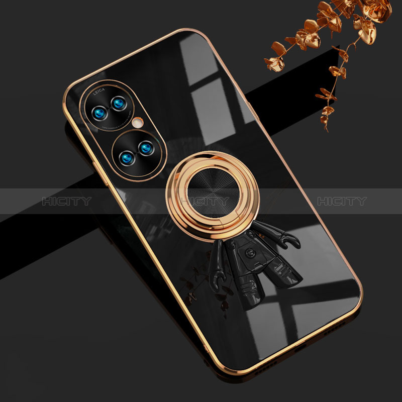 Funda Silicona Carcasa Ultrafina Goma con Magnetico Anillo de dedo Soporte AN2 para Huawei P50