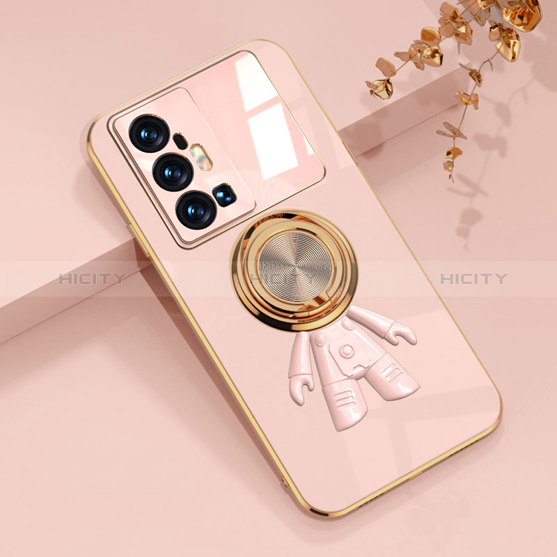 Funda Silicona Carcasa Ultrafina Goma con Magnetico Anillo de dedo Soporte AN2 para Vivo X70 Pro+ Plus 5G Rosa