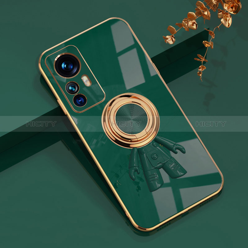 Funda Silicona Carcasa Ultrafina Goma con Magnetico Anillo de dedo Soporte AN2 para Xiaomi Mi 12T 5G Verde