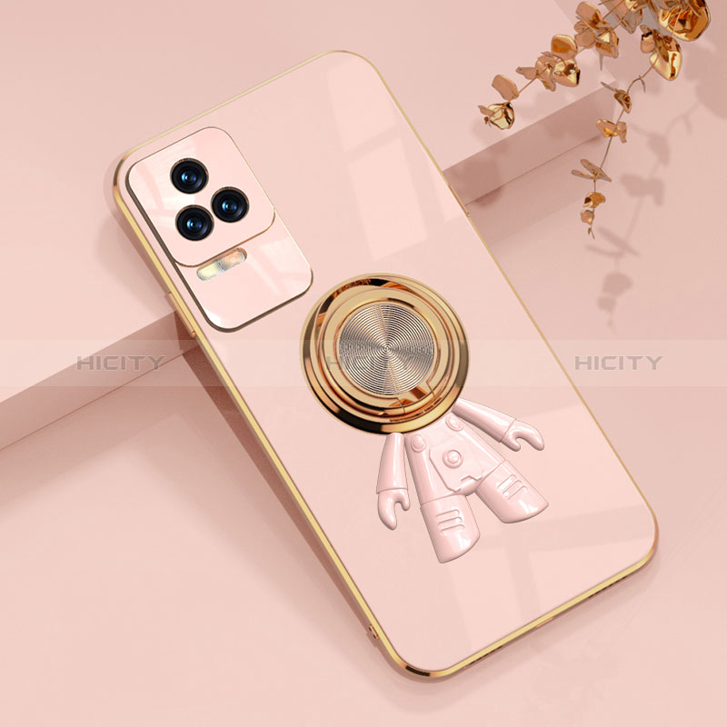 Funda Silicona Carcasa Ultrafina Goma con Magnetico Anillo de dedo Soporte AN2 para Xiaomi Poco F4 5G Rosa