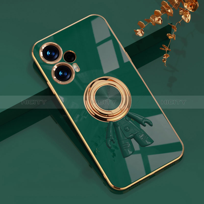 Funda Silicona Carcasa Ultrafina Goma con Magnetico Anillo de dedo Soporte AN2 para Xiaomi Poco F5 5G Verde